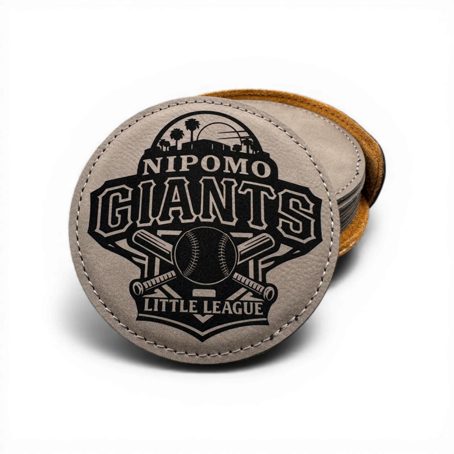 4" Round Leatherette Coaster Set (6-Piece)