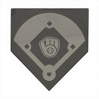 Artisan Baseball Themed Slate Coasters (4-Piece Set)
